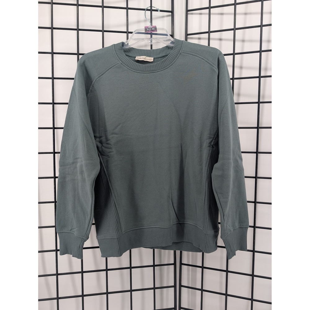 Zenana Sweatshirt Women Small Ash Jade NWOT Ribbed Fleece OT-5306Y